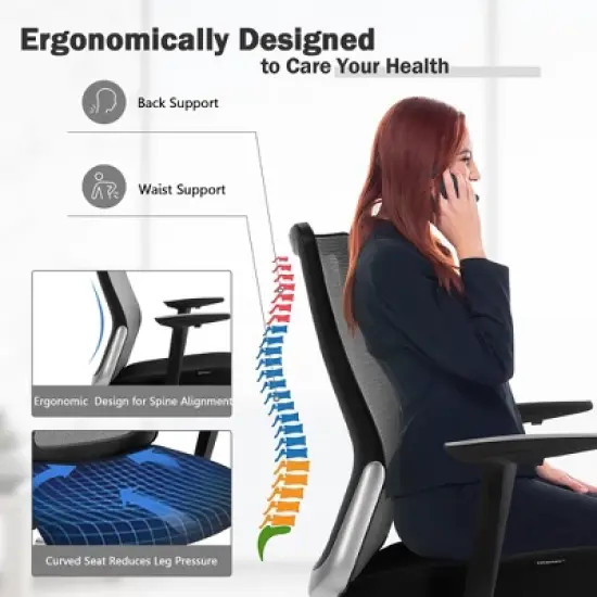 Costway Ergonomic Mesh Office Chair Sliding Seat Height Adjustable w/ Armrest image {5}