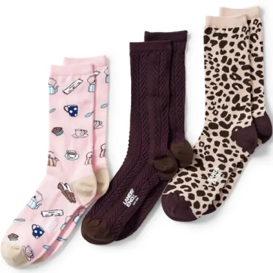 Lands' End Women's 3-Pack Seamless Pattern Crew Socks image {2}