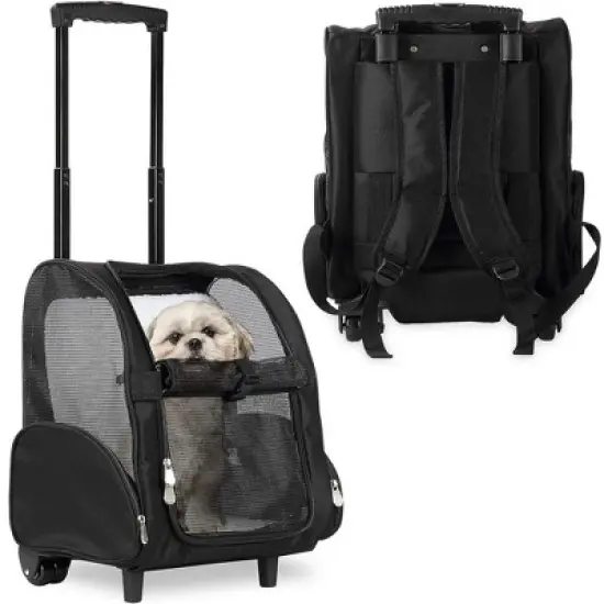 KOPEKS Pet Carrier Backpack with Wheels &ndash; Black, Large, Travel-Friendly, Comfortable, Durable for Dogs & Cats image {7}