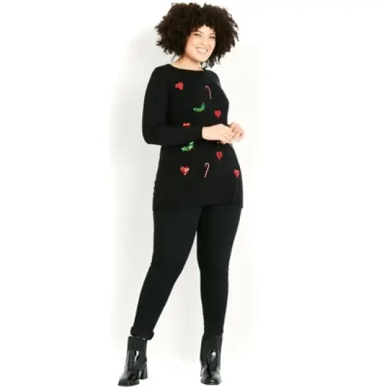 Women's Plus Size Holly & Candy Sweater - Black | EVANS image {2}
