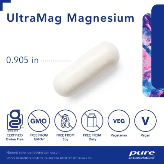 Pure Encapsulations UltraMag Magnesium - Supports Metabolism, Energy Production, Bones, Muscle Relaxation, and Cardiovascular Health - 120 Capsules image {2}