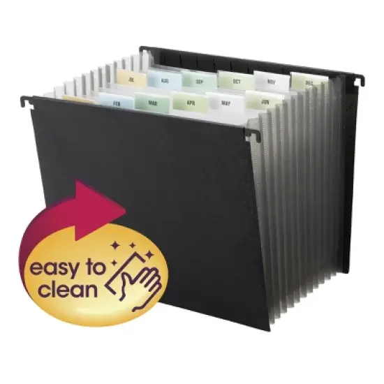 Smead Poly Hanging Expanding File, 12 Dividers, Letter Size, Black (65125) image {6}