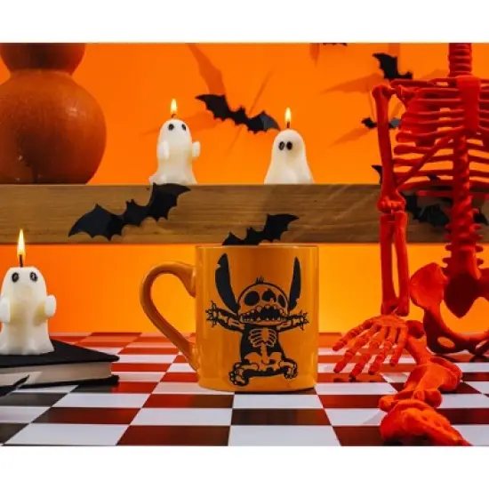 Silver Buffalo Disney Lilo & Stitch Skeleton Wax-Resist Ceramic Pottery Mug | 14 Ounces image {2}