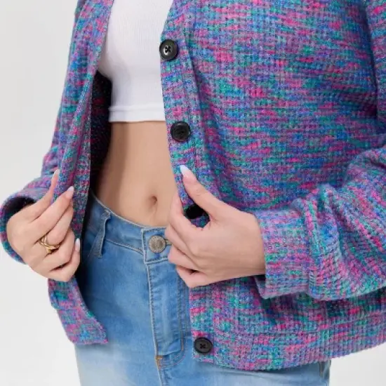 Women's V-Neck Button-Front Cardigan - Wild Fable&trade; Purple Abstract image {5}