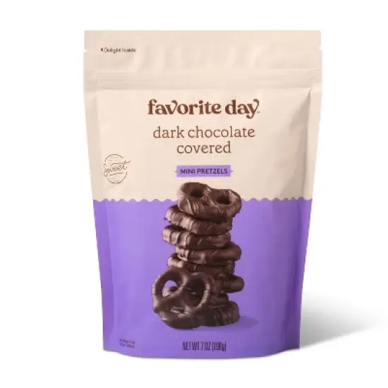 Dark Chocolate Covered Mini Pretzels Candy - 7oz - Favorite Day&trade; image {3}