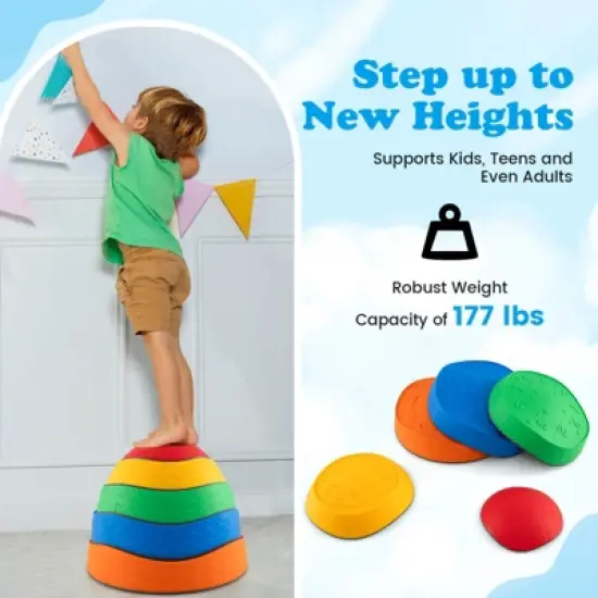 Costway 5 Pcs Kids Stepping Stones w/ Non-Slip Edge Sensory Toy for Indoor/Outdoor Play image {3}