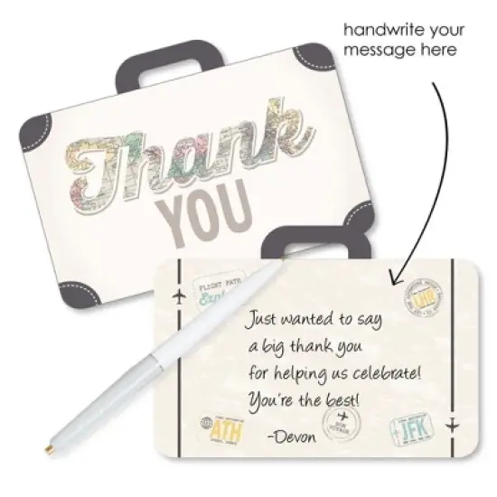 Big Dot of Happiness World Awaits - Shaped Thank You Cards - Travel Themed Party Thank You Note Cards with Envelopes - Set of 12 image {1}