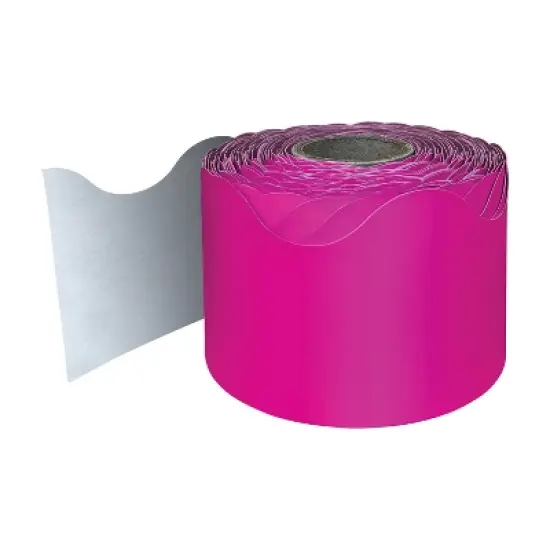 Carson Dellosa Education Hot Pink Rolled Scalloped Border, 65 Feet Per Roll, Pack of 3 image {1}