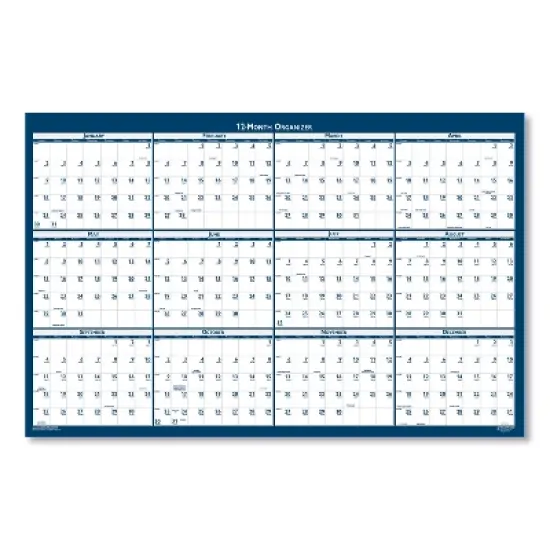 Recycled Poster Style Reversible/Erasable Yearly Wall Calendar, 66 x 33, White/Blue/Gray Sheets, 12-Month (Jan to Dec): 2026 image {2}