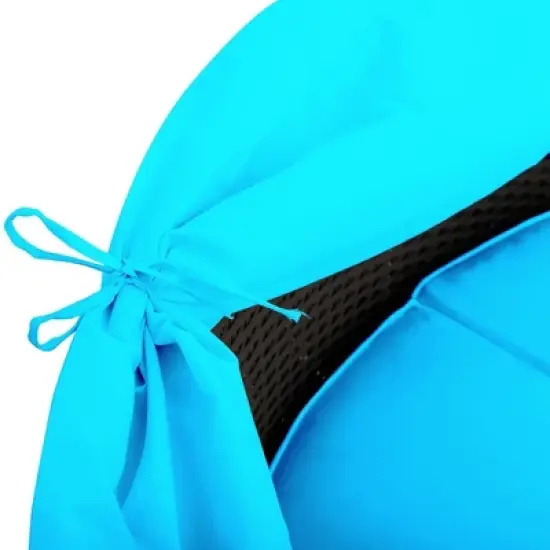 6pc Wicker Round Outdoor Sectional Set with Cushions - Black/Blue - GODEER image {14}