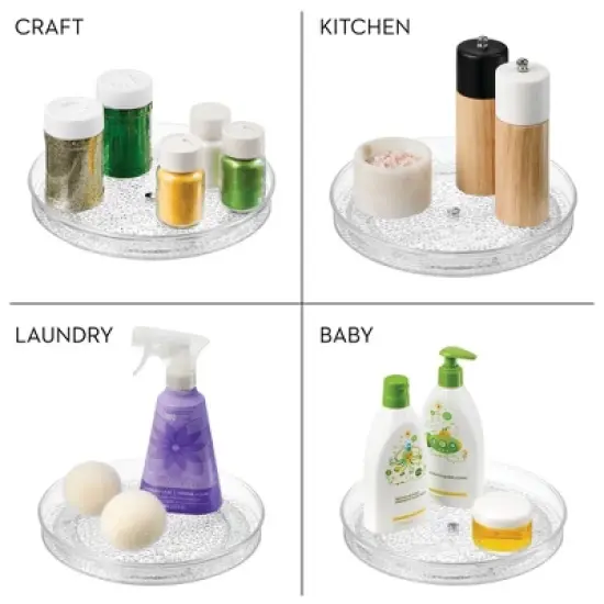 iDesign 9-Inch Plastic Lazy Susan Organizer for Bathroom Storage - Clear image {6}