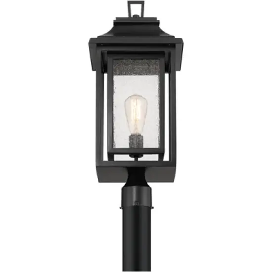 John Timberland Cecile 23 1/4" High Mission Outdoor Post Mount Light Fixture Pole Porch House Box Lantern Weatherproof Black Clear Seeded Glass Shade image {4}