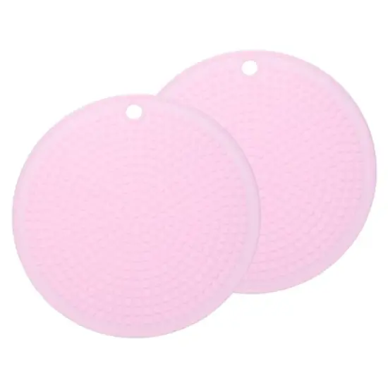 Unique Bargains Round Heat Resistant Silicone Trivet Mat with Hang Hole for Pots 2 Pcs image {6}