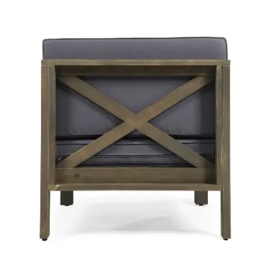 GDFStudio Keith 90.75" Outdoor Acacia Wood 3 Seater Sofa with Cushions image {4}