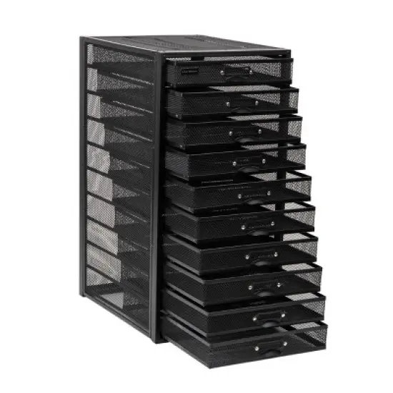 Mind Reader Network Collection Metal Mesh 10 Drawer Desk Organizer Multi-Purpose Black image {5}