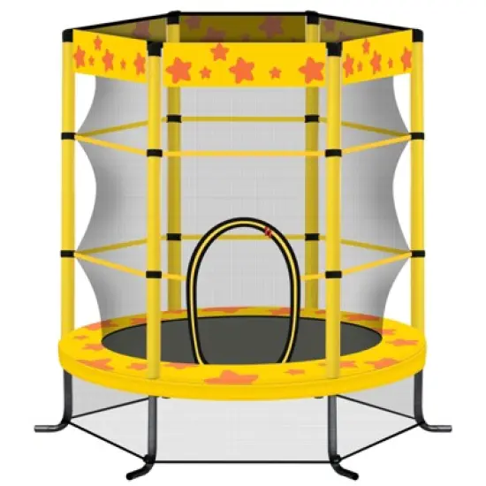 DSVIMOY 55" Kids Trampoline Bouncing Jumping Mat, Recreational Trampoline with Enclosure Net, Yellow, 55"*55"*63.4" image {5}