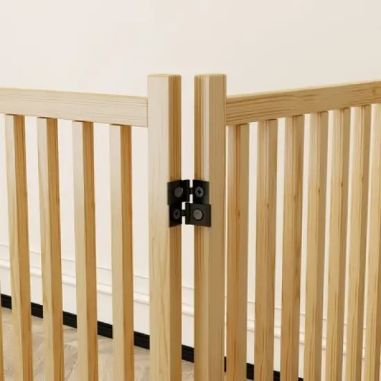 Hrinhom 6 Panel Dog Fences,Wooden Freestanding Dog Gates, Pet Gate image {9}