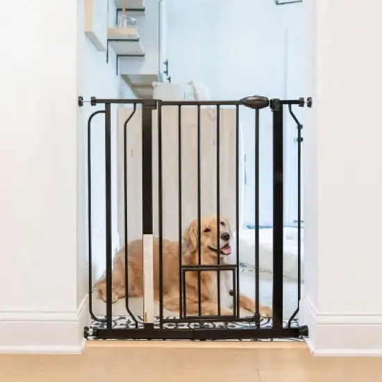 Carlson Tall Gate with Door for Dog Crate - Black image {6}