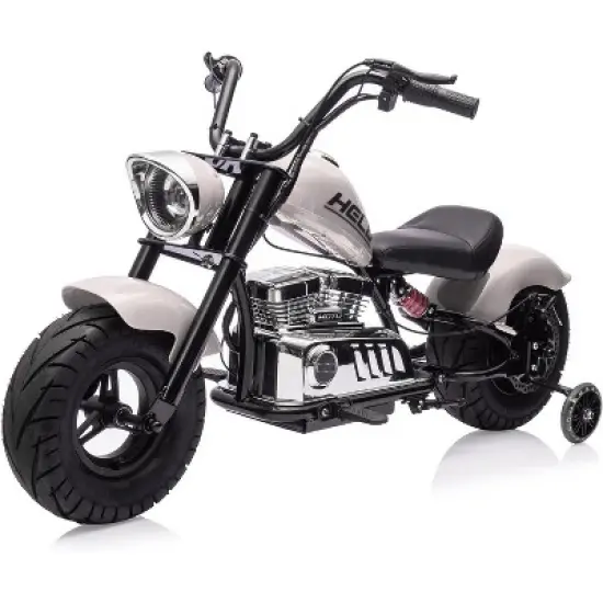 36V Kids Electric Motorcycle, 350W Off-Road Dirt Bike, Ride On Electric Motorcycle with Removable Training Wheels, Spring Suspension, Music image {8}