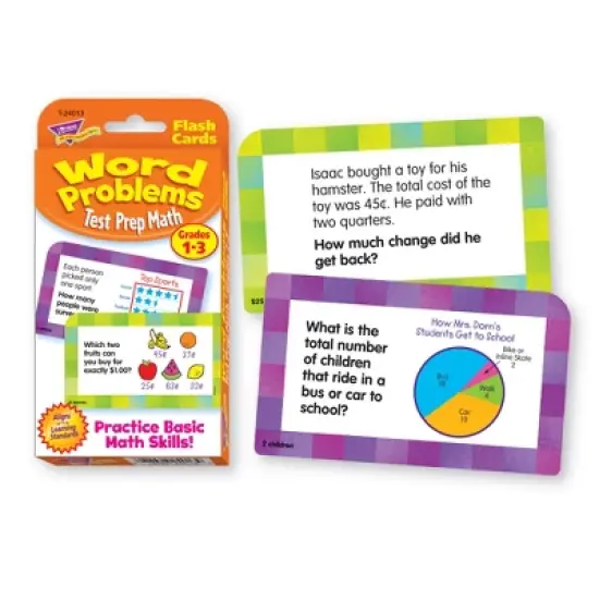 TREND Word Problems Test Prep Math, Grades 1-3 Challenge Cards image {1}