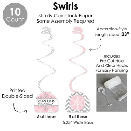 Big Dot of Happiness Pink Winter Wonderland Holiday Snowflake Birthday Party and Baby Shower Supplies Decoration Kit Decor Galore Party Pack 51 Pc image {3}