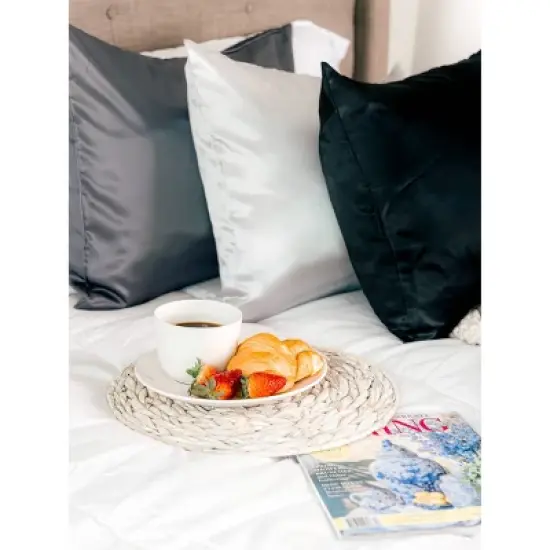 Morning Glamour King Solid Satin Pillowcase Charcoal Gray image {2}