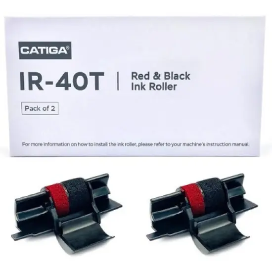 CATIGA IR-40T Thermal Roller Cartridge for Printing Calculators and Adding Machines, Black/Red, Pack of 2 image {7}