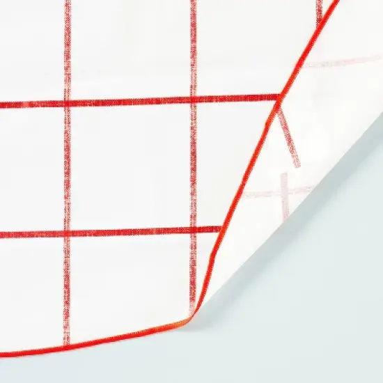 70" Distressed Grid Lines Wipeable Oil-Cloth Round Tablecloth Red/Cream - Hearth & Hand&trade; with Magnolia image {2}