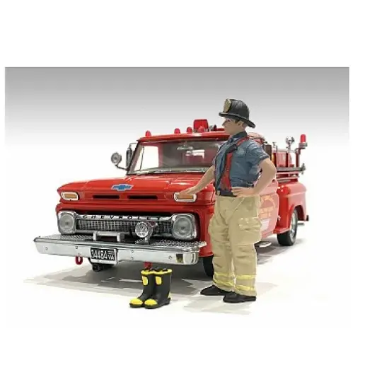 "Firefighters" Getting Ready Figure with Boots Accessory for 1/24 Scale Models by American Diorama image {2}