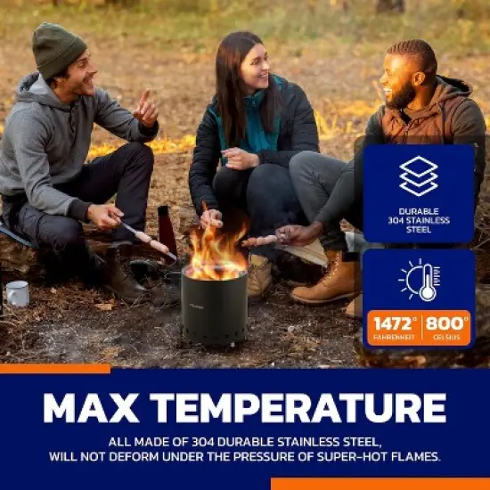 New Stainless Steel Firewood Stove 22 cm Diameter Wood-burning Smokeless Fire Pit Stove ?Black) image {4}