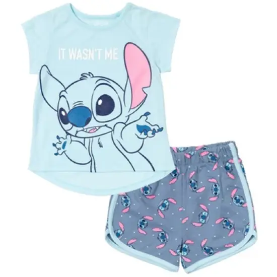 Disney Minnie Mouse Lilo & Stitch Descendants Evie Uma Girls T-Shirt and French Terry Shorts Outfit Set Toddler to Big Kid  image {7}