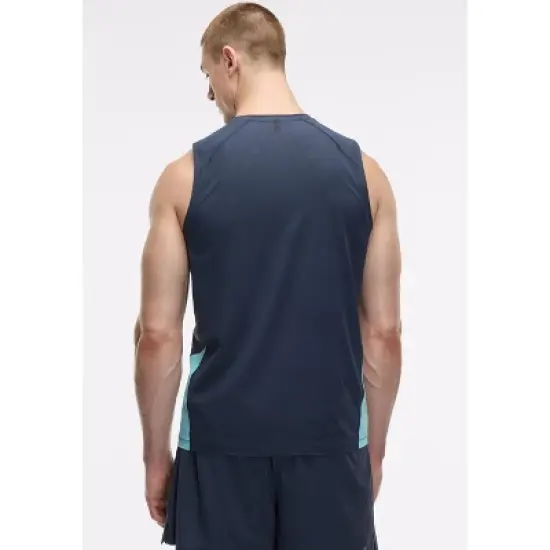 Peloton Men's Grid Jacquard Colorblock Tank, Blue Nights image {2}