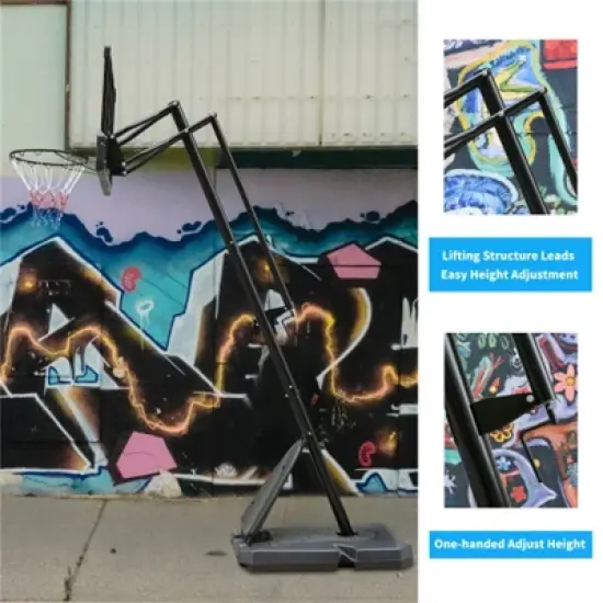 YONWAY Use for Outdoor Height Adjustable 7.5 to 10ft Basketball Hoop 44 Inch Backboard Portable Basketball Goal System with Stable Base and Wheels image {3}