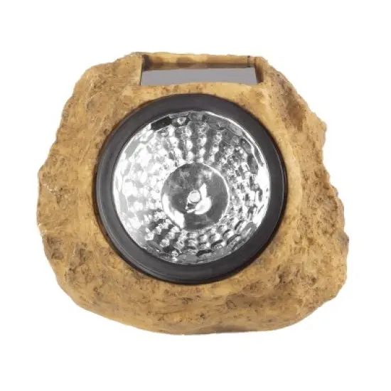 Solar Outdoor Lights - 4-Pack of All-Weather Faux-Stone LED Rock Lights for Paths, Gardens, and Landscaping by Pure Garden (Brown) image {8}