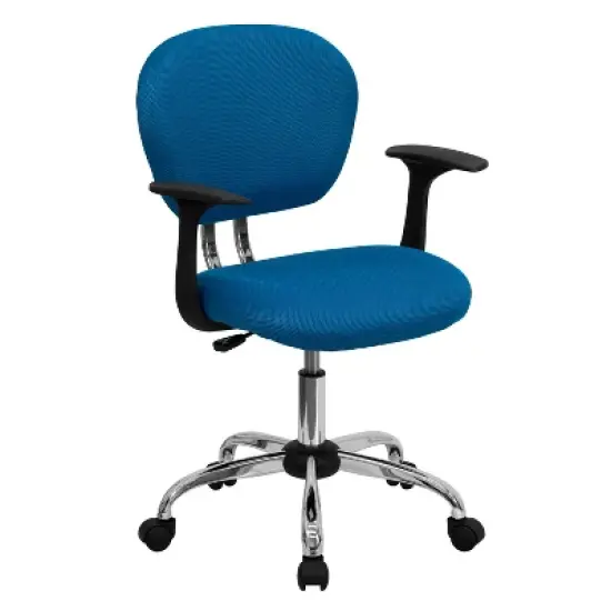 Emma and Oliver Mid-Back Mesh Padded Swivel Task Office Chair with Chrome Base and Arms image {13}
