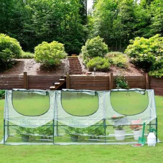 Aoodor 9 ft. x 3 ft. x 3 ft. Mini Outdoor Greenhouse Three Zipped Doors image {5}