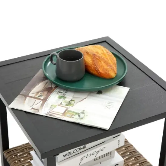 Patio Rocking Rattan Chairs With Steel Table,3-Piece Chaise Rocking Chair Set,Patio Rocking Chairs With Armrests -Maison Boucle image {4}