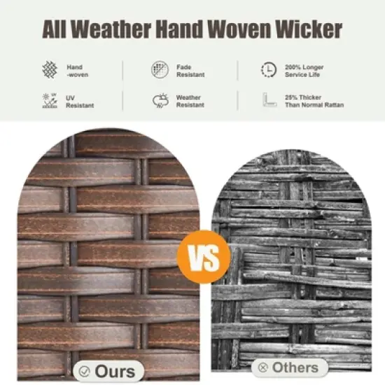 Buenhomino Outdoor Patio Wicker Swivel Rocking Chairs Set of 2, Beige Cushions image {3}