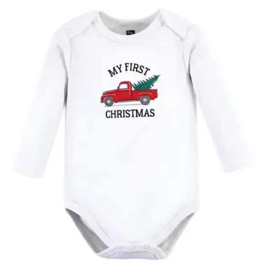 Hudson Baby Unisex Baby Cotton Long-Sleeve Bodysuits, Christmas Tree 3-Pack image {2}