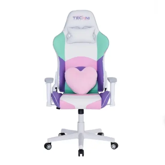 Gaming Chair with Adjustable Arms, Reclining Back, Lumbar Support Kawaii Style for Gaming Setup or Streaming -3irtyhousy image {2}