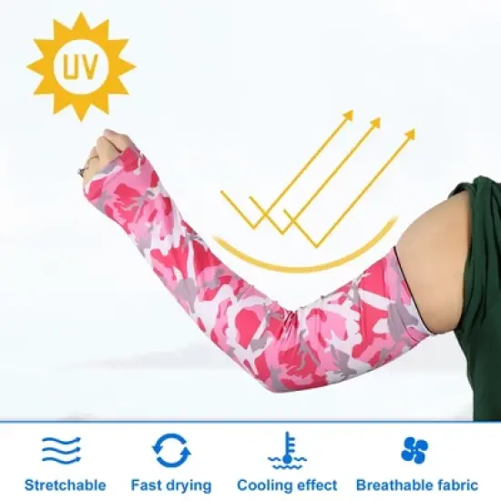 Unique Bargains Basketball Sports Camouflage Cooling Arm Elbow Compression Sleeve Pink Gray White 1 Pair image {2}