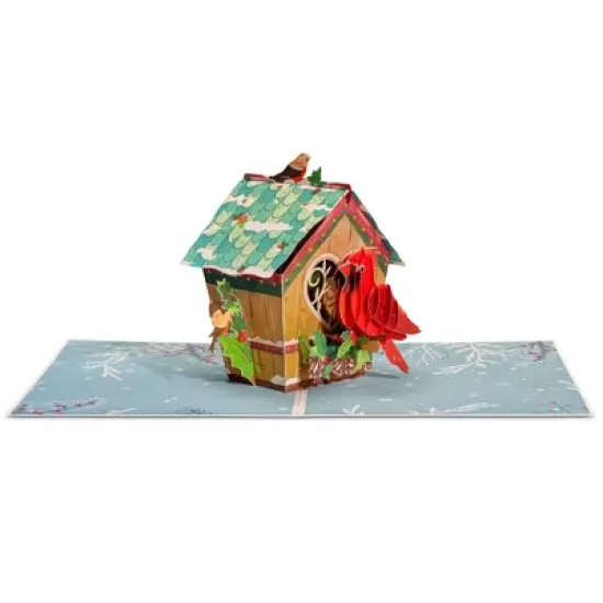 Paper Love 3D Love Bird House Pop Up Christmas Card, 100% Recycled and Eco-Friendly, 8" x 6" Cover - With Note Tag image {5}