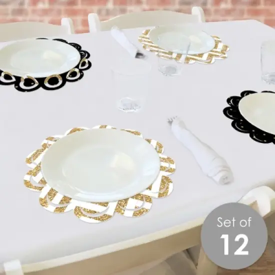 Big Dot of Happiness Tassel Worth The Hassle - Gold - Graduation Party Round Table Decorations - Paper Chargers - Place Setting For 12 image {1}