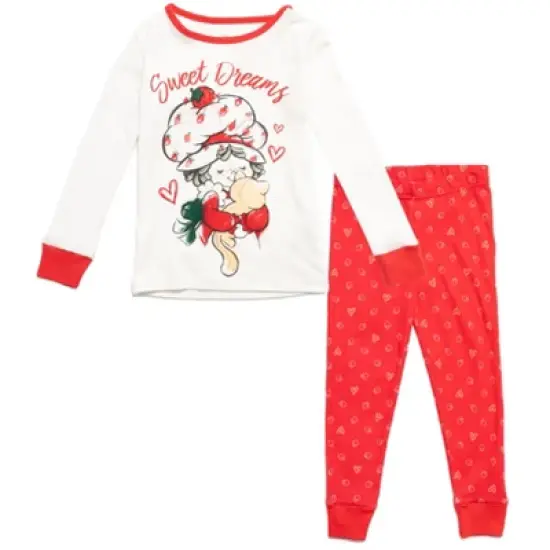 Strawberry Shortcake Pajama Shirt and Pants Sleep Set Red / White  image {8}
