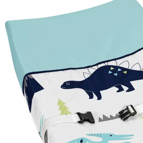 Sweet Jojo Designs Changing Pad Cover - Blue & Green Mod Dino image {3}