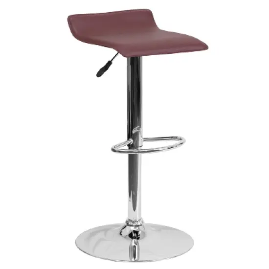 Emma and Oliver Solid Wave Seat Vinyl Adjustable Height Barstool with Chrome Base image {10}
