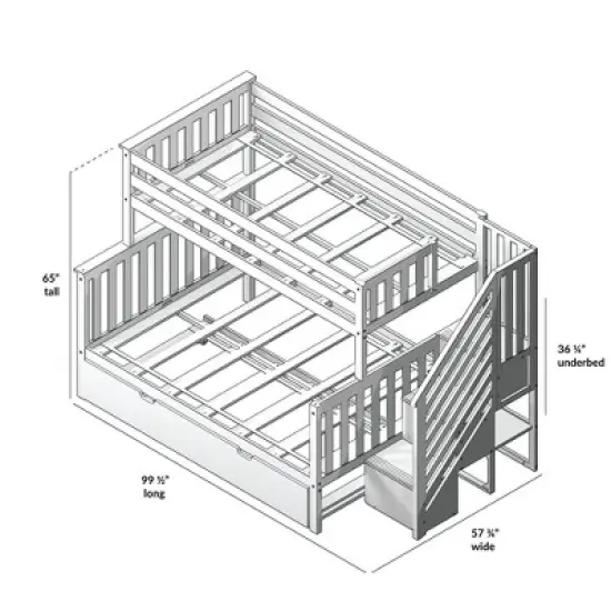 Max & Lily Twin over Full Staircase Bunk Bed with Trundle image {5}