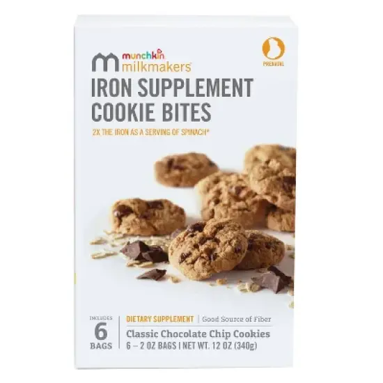 Munchkin Milkmakers Prenatal Iron Supplement Cookie Bites - Chocolate Chip - 6pk/2oz Each image {4}