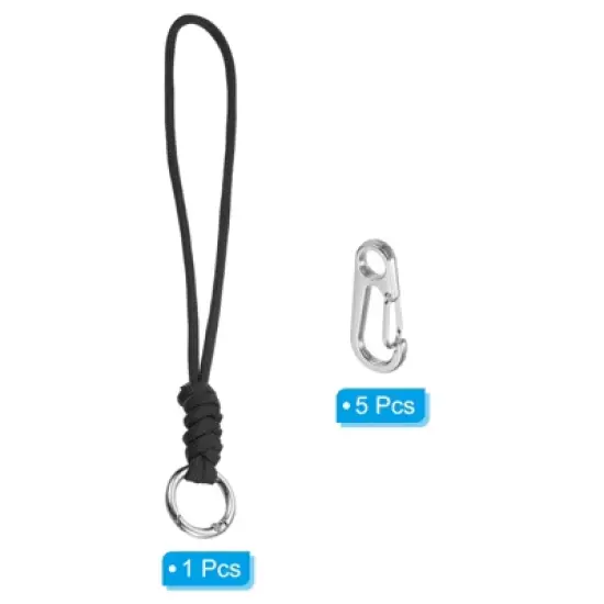 Unique Bargains Braided Wrist Strap Key Whistle Wallet Badge Lanyard 8.7" with Spring O Ring image {2}