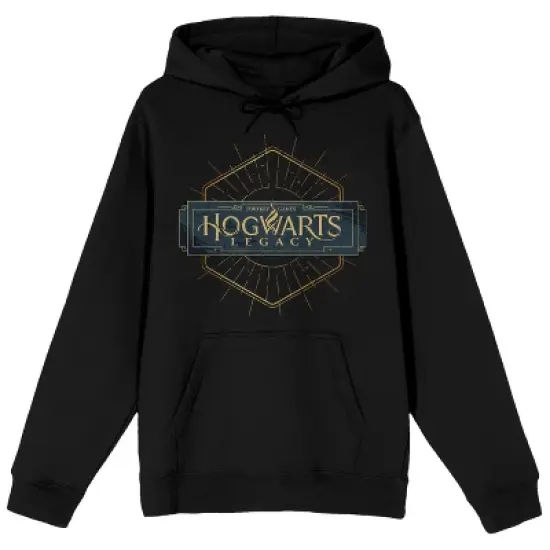 Hogwarts Legacy Hexagon Logo Long Sleeve Men's Black Hooded Sweatshirt image {8}